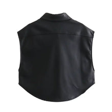 Load image into Gallery viewer, Leather Pocket Sleeveless Crop Top
