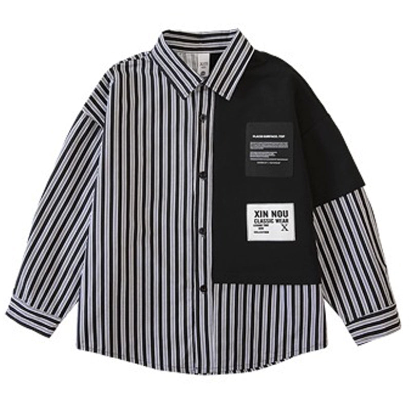 Black Patch Striped Top-Modern Baby Las Vegas