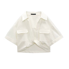 Load image into Gallery viewer, Front Twist Pocket Collared Top
