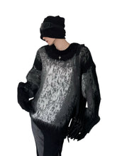 Load image into Gallery viewer, Black and White Tie-dye Knit Sweater
