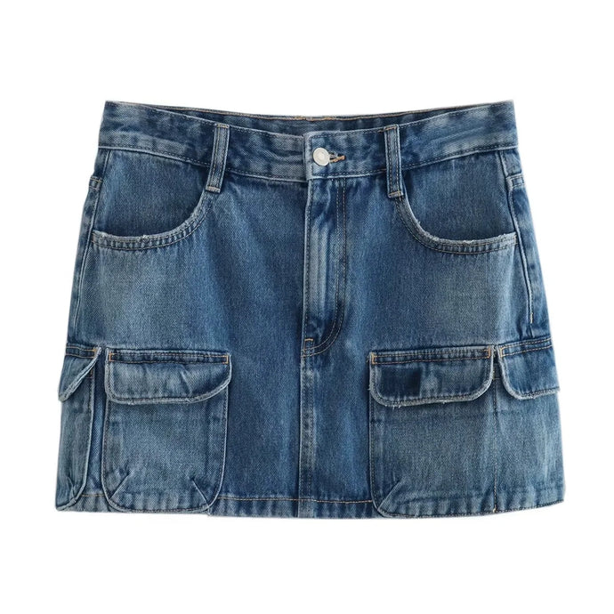 Multi- Pocket High Waist Denim Skirt | Modern Babym Las Vegas