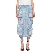 Load image into Gallery viewer, Multi-Pocket Long Denim Skirt | Modern Baby Las Vegas
