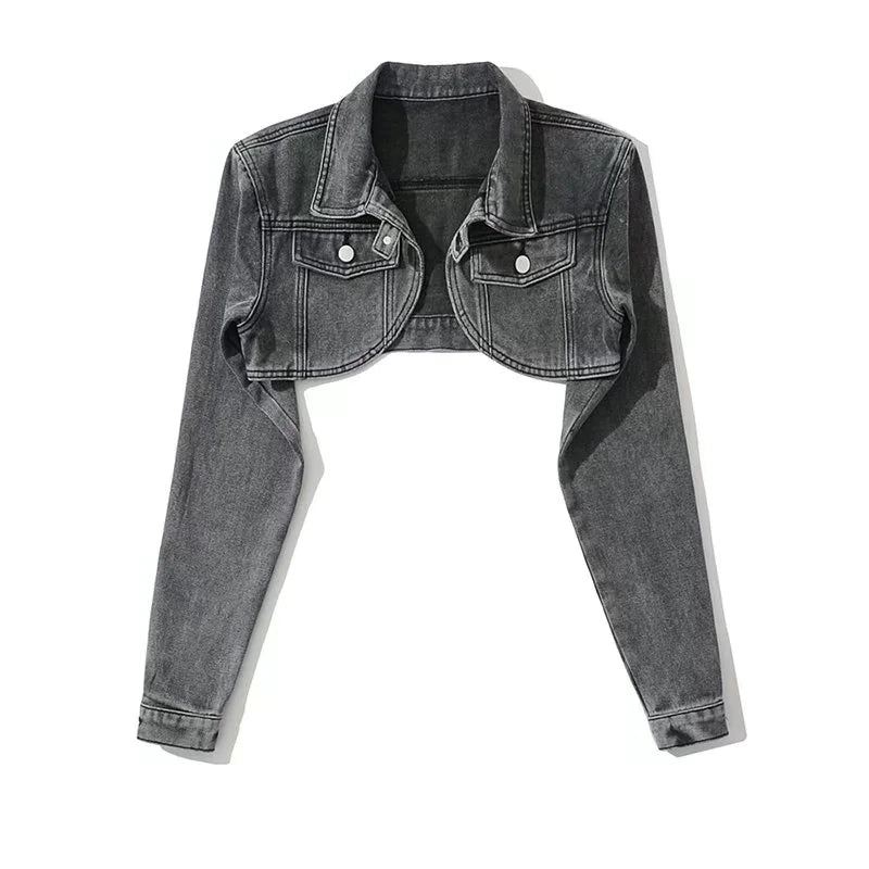Round Denim Crop Jacket-Modern Baby Las Vegas