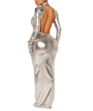 Load image into Gallery viewer, Metallic Backless Dress
