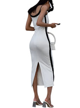 Load image into Gallery viewer, Black And White Contrast Maxi Dress
