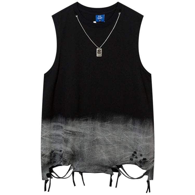 Vintage Ombre Sleeveless Necklace Top