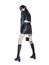 Load image into Gallery viewer, Slit Leather Skirt Set
