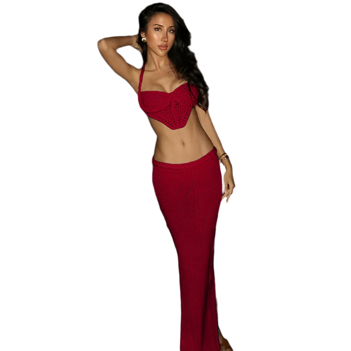 Knitted Bralette Skirt Set-Modern Baby Las Vegas