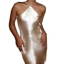 Load image into Gallery viewer, Short-Draped Metallic Fringe Dress
