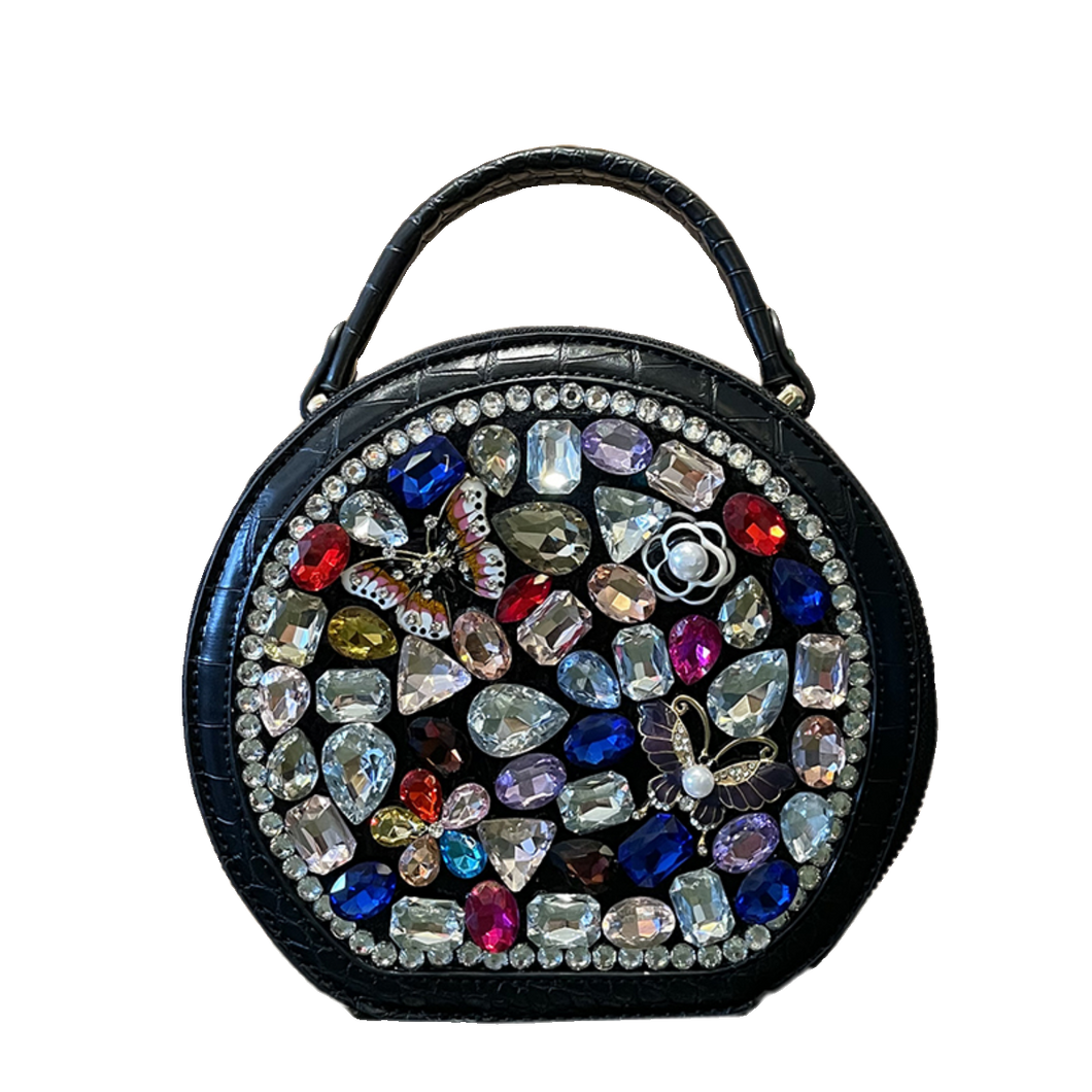 Round Croc Rhinestone Mini Purse