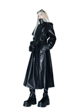 Load image into Gallery viewer, Long Leather Padded Shoulder Jacket
