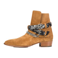 Load image into Gallery viewer, Genuine Leather Chain Buckle Pointed Chelsea Boots
