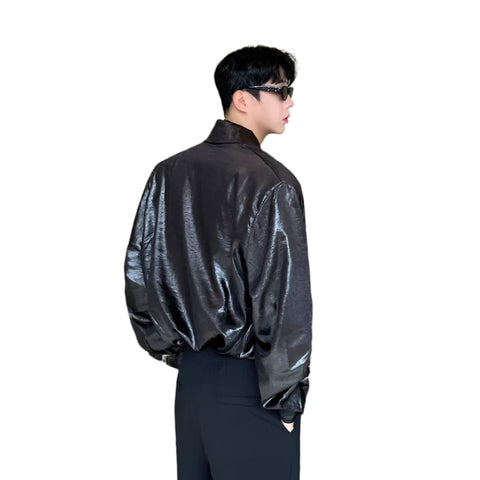 Glossy V-Neck Top-Modern Baby Las Vegas