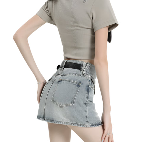 Solid Denim Flap Skirt-Modern Baby Las Vegas