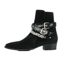 Load image into Gallery viewer, Genuine Leather Chain Buckle Pointed Chelsea Boots
