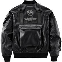 Load image into Gallery viewer, Leather Multi-Pocket Motorcycle Jacket
