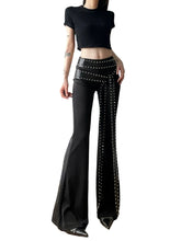 Load image into Gallery viewer, Rivet Belted Bell-Bottom Pants
