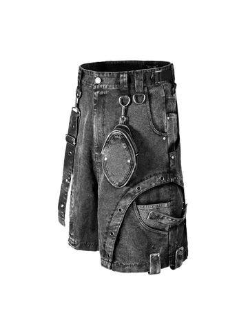 Metal Gray Waist Bag Harem Shorts-Modern Baby Las Vegas