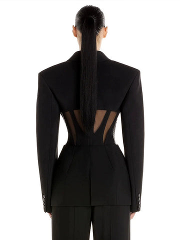 Mesh Fishbone Blazer Jacket-Modern Baby Las Vegas