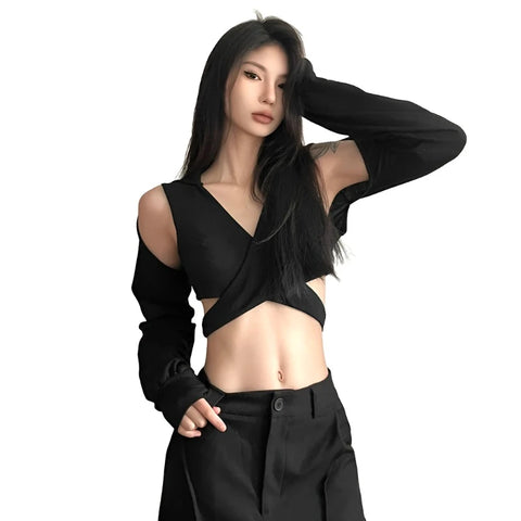 Hollow Out Hooded Wrap Top-Modern Baby Las Vegas