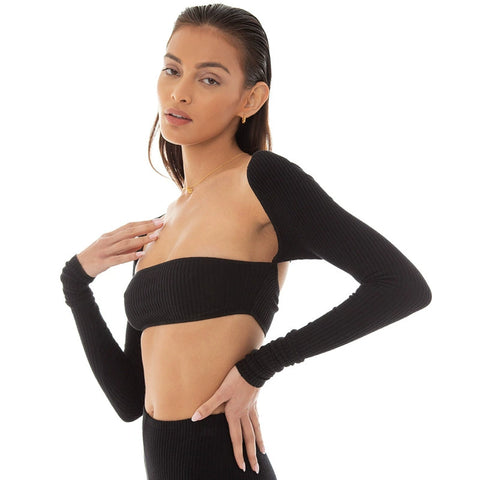 Square Shoulder Crop Top-Modern Baby Las Vegas