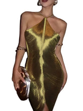 Load image into Gallery viewer, Short-Draped Metallic Fringe Dress
