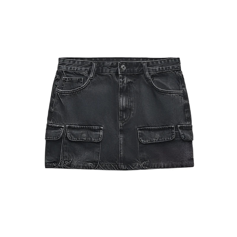 Ash Multi-Pocket Denim Mini Skirt