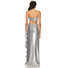 Load image into Gallery viewer, Silver Sequin Ruffle Dress
