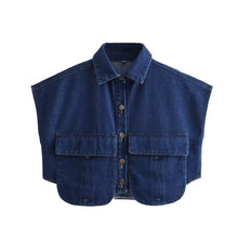 Load image into Gallery viewer, Double Pocket Patch Short Denim Top
