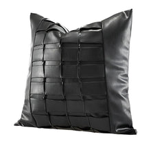 Load image into Gallery viewer, Black Woven Leather Pillow Cover | Modern Baby Las Vegas
