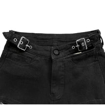 Load image into Gallery viewer, Black Punk Chain Denim Shorts
