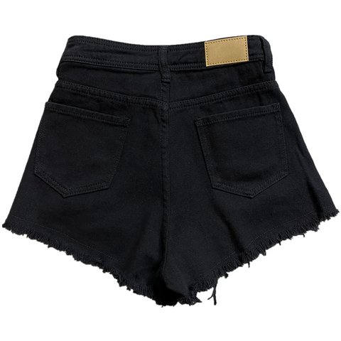Black Punk Chain Denim Shorts-Modern Baby Las Vegas