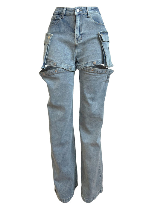 Zipper Fly Pocket Cargo Denim Jeans | Modern Baby Las Vegas