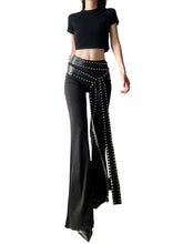 Load image into Gallery viewer, Rivet Belted Bell-Bottom Pants
