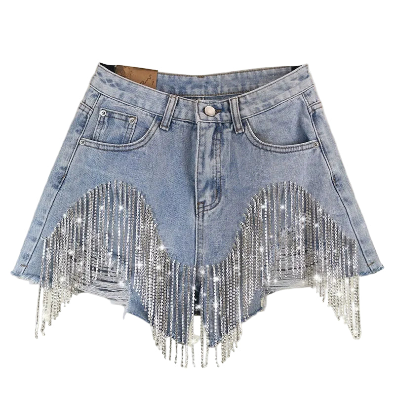 Diamond Tassel Denim Shorts