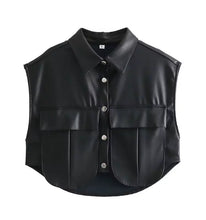 Load image into Gallery viewer, Leather Pocket Sleeveless Crop Top
