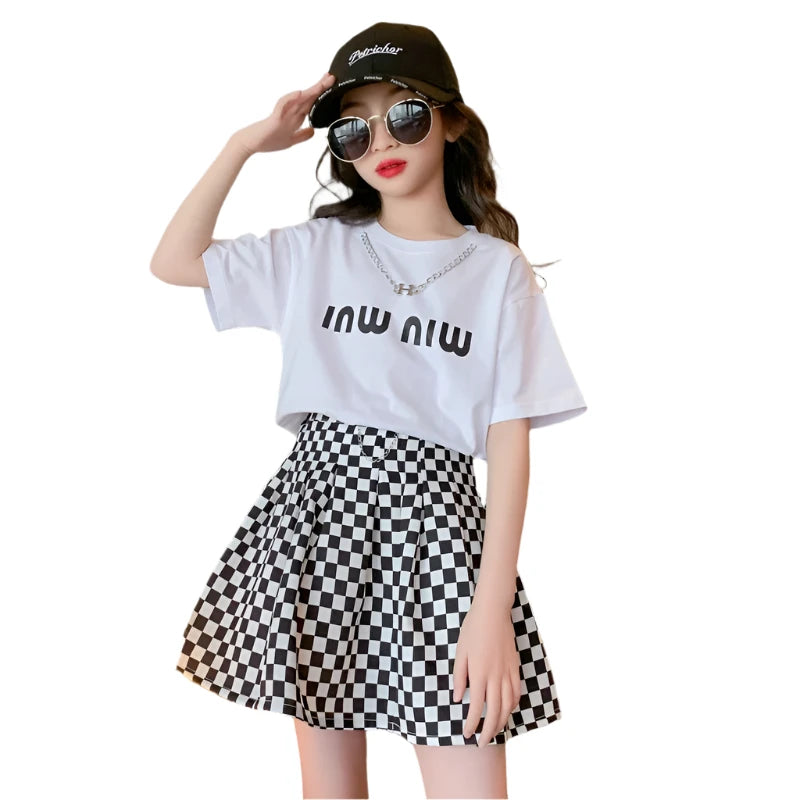 Checkered Skirt Set