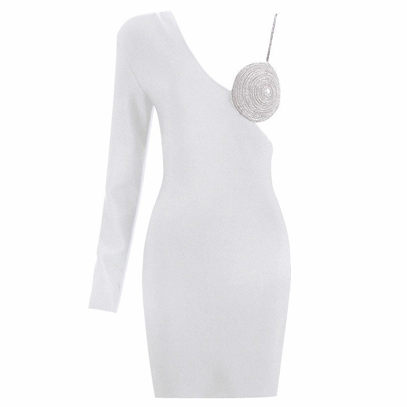 One-Shoulder Diamond Bra Strap Dress