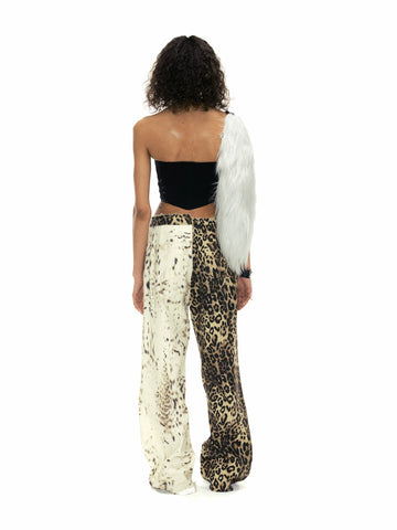 Asymmetrical Patch Leopard Denim Jeans-Modern Baby Las Vegas
