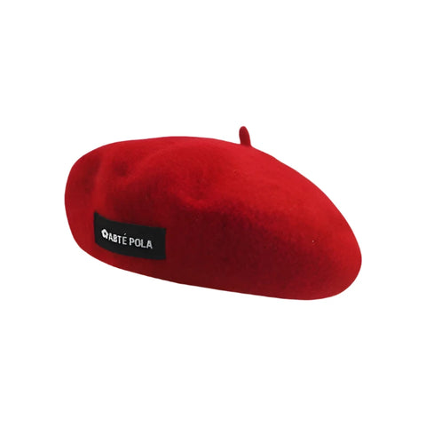 Red Wool Black Label Beret Hat-Modern Baby Las Vegas