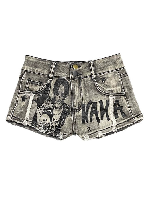 Rocker Printed Denim Shorts-Modern Baby Las Vegas