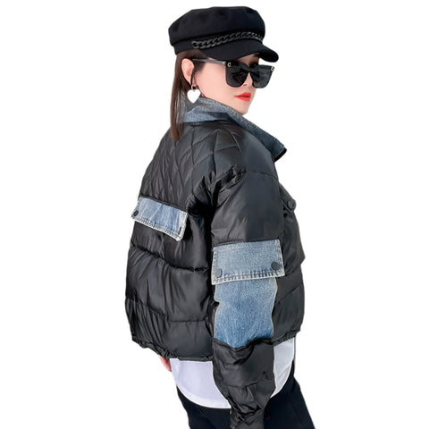 Patch Denim Puffer Coat-Modern Baby Las Vegas