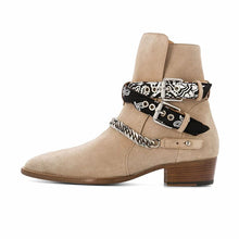 Load image into Gallery viewer, Genuine Leather Chain Buckle Pointed Chelsea Boots
