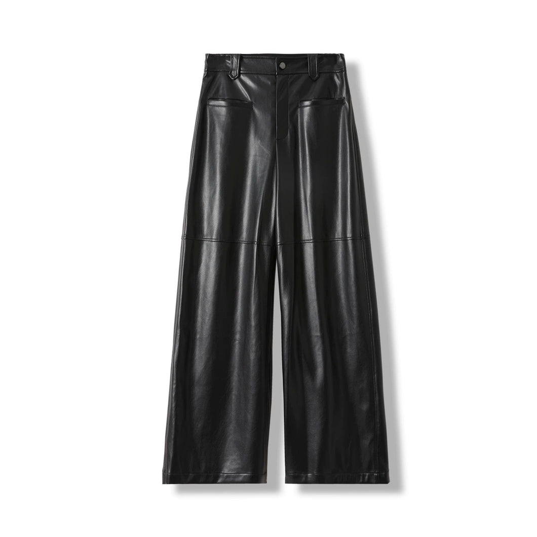 Wide-Leg Leather Pants