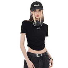 Load image into Gallery viewer, Black Short Sleeve Emblem Top
