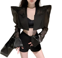 Load image into Gallery viewer, Mesh High-Shoulder Blazer Jacket
