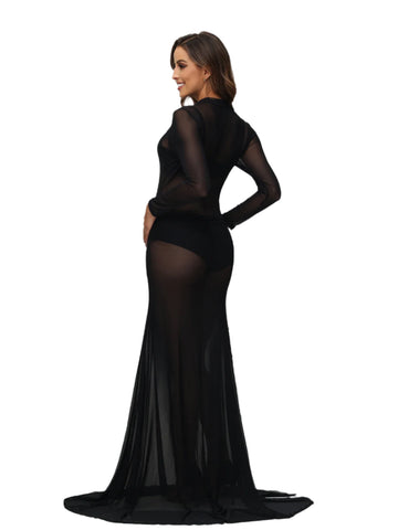 Black Mesh Maternity Gown-Modern Baby Las Vegas