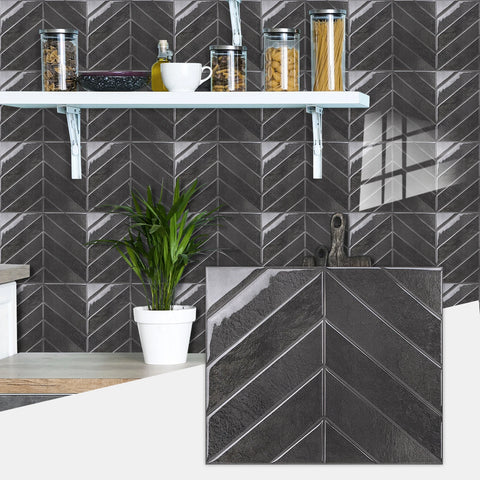 Peel & Stick Herringbone Pattern Tiles