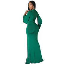 Load image into Gallery viewer, V-Neck Sash Puff Sleeve Dress
