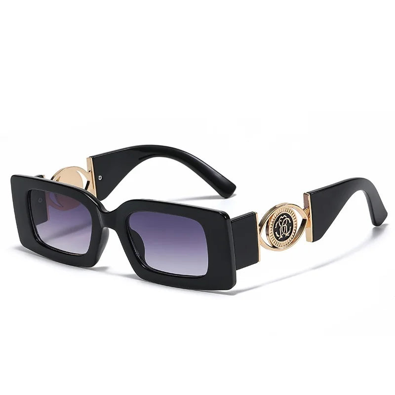 Retro Gold Accent Square Sunglasses-Modern Baby Las Vegas